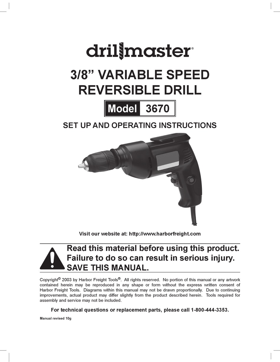 DRILL MASTER 3670 SET UP AND OPERATING INSTRUCTIONS MANUAL Pdf Download