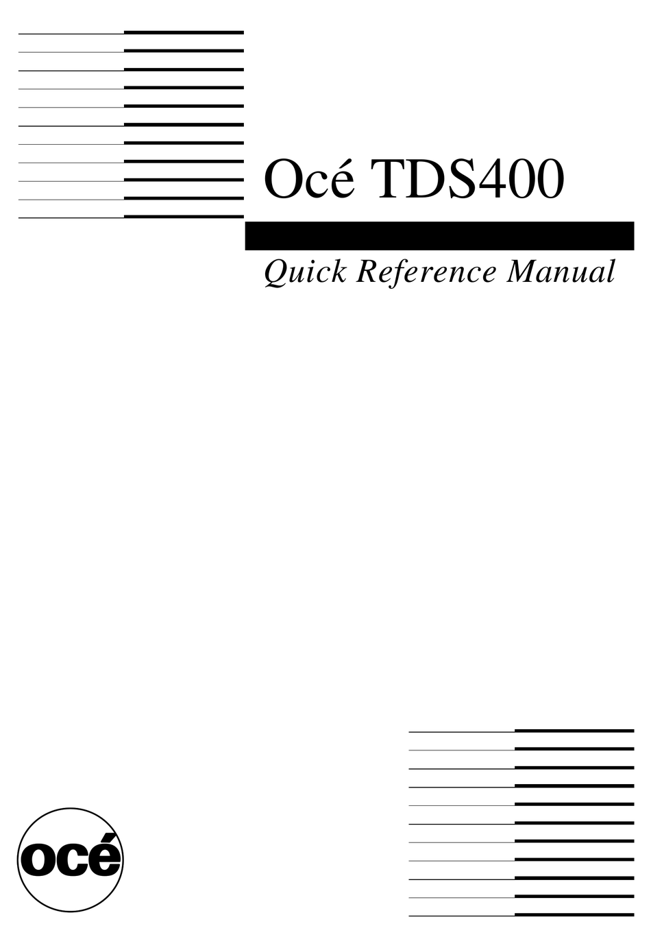 OCE TDS400 QUICK REFERENCE MANUAL Pdf 
