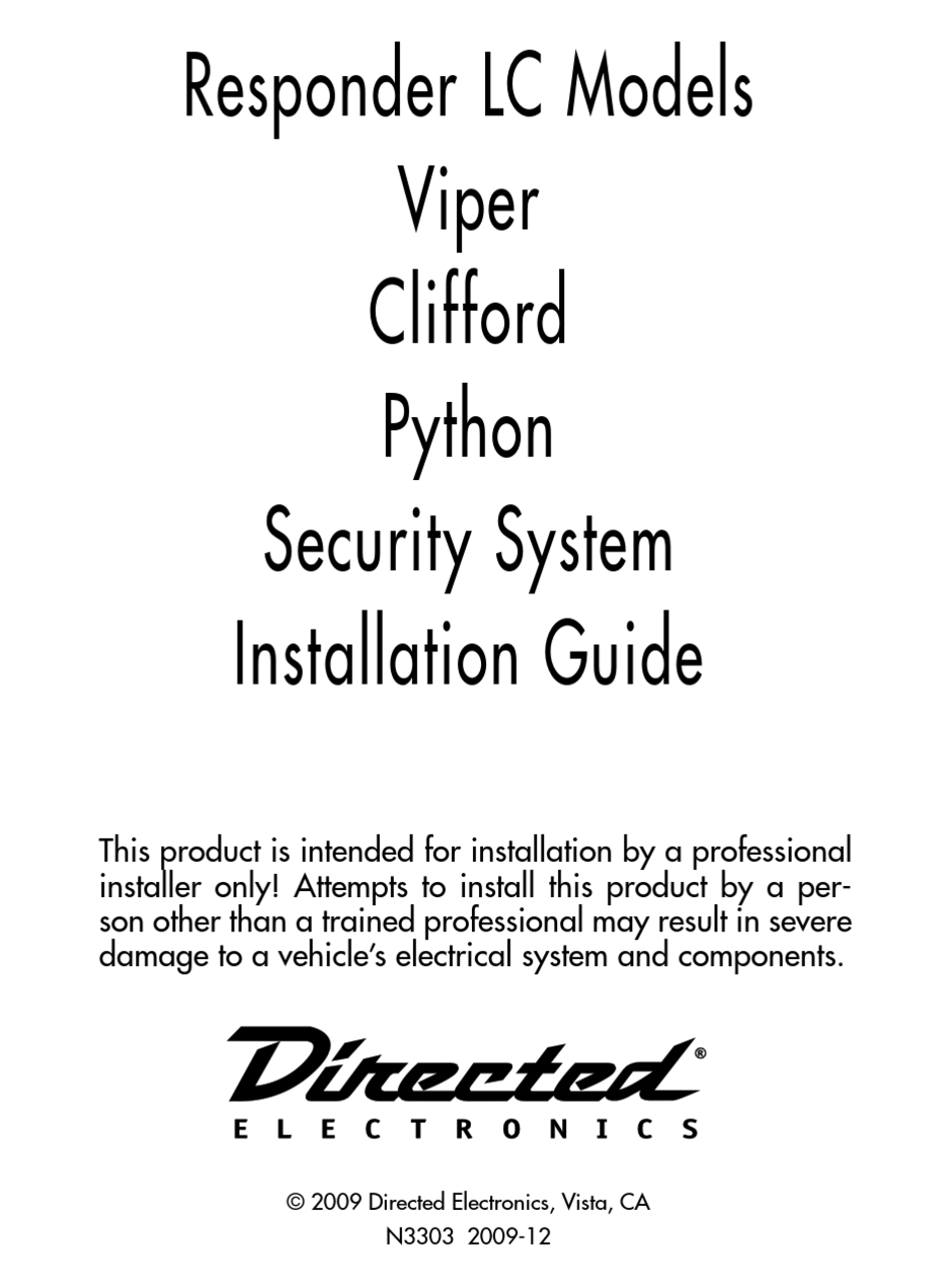 DIRECTED ELECTRONICS VIPER INSTALLATION MANUAL Pdf Download | ManualsLib