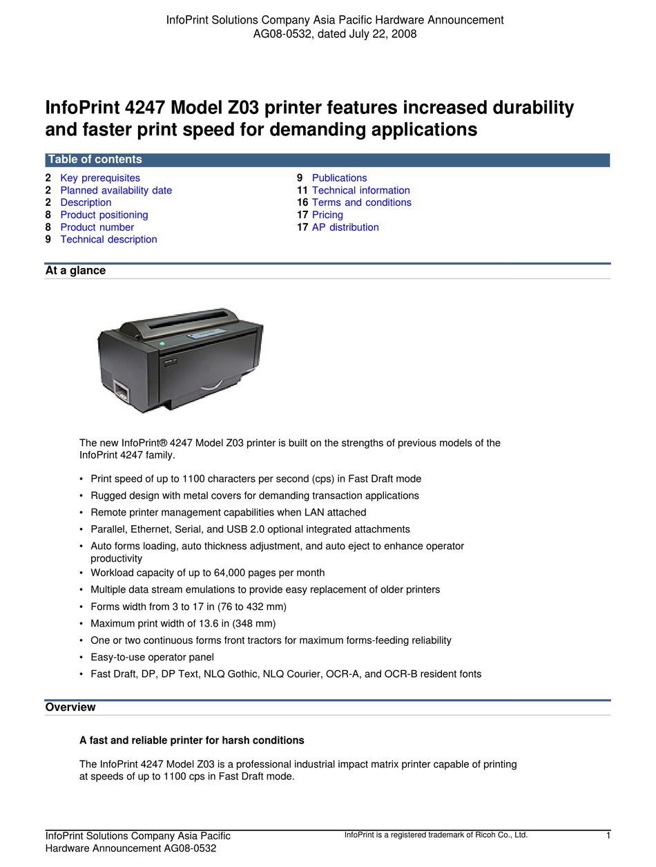 INFOPRINT 4247 MANUAL Pdf Download | ManualsLib