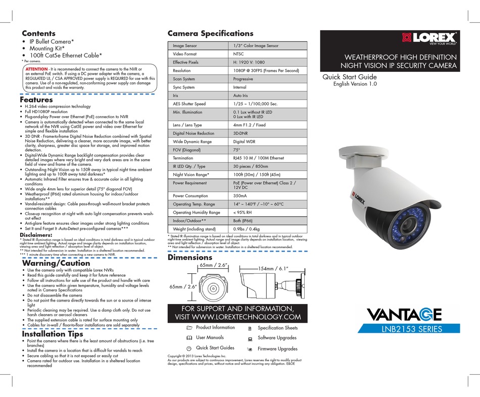 LOREX LNB2153 SERIES QUICK START MANUAL Pdf Download | ManualsLib