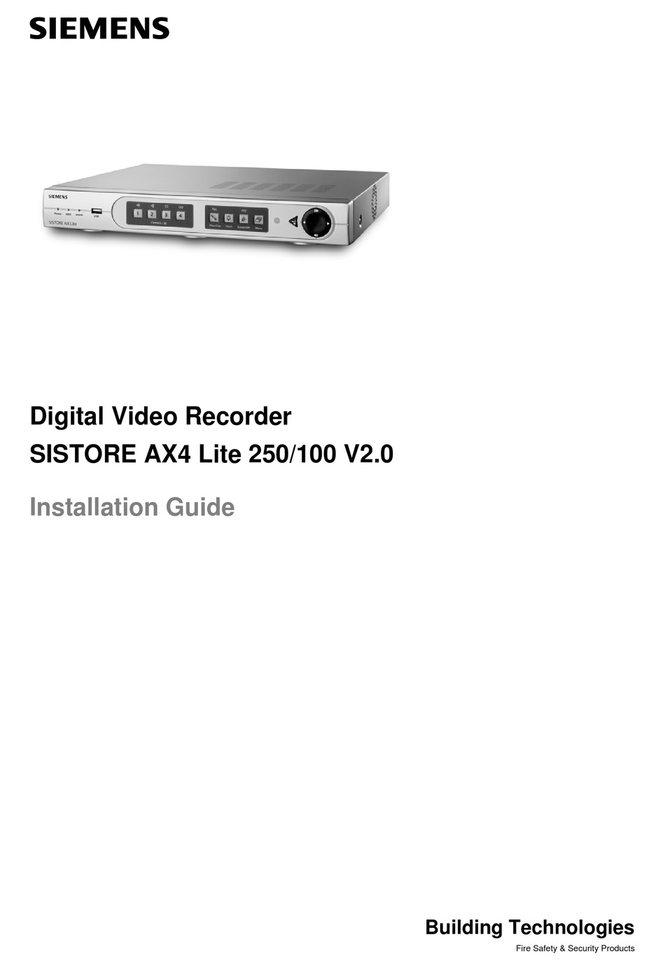 SIEMENS SISTORE AX4 LITE 250/100 V2.0 USER MANUAL Pdf Download | ManualsLib