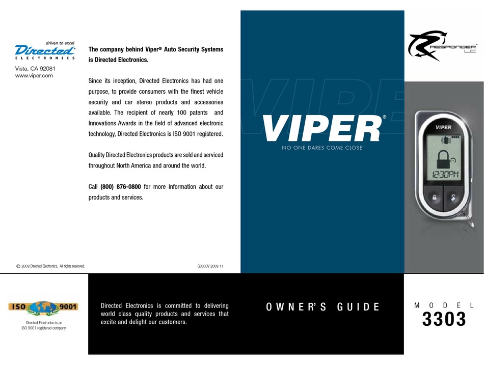 Viper 3303 Owner S Manual Pdf Download Manualslib