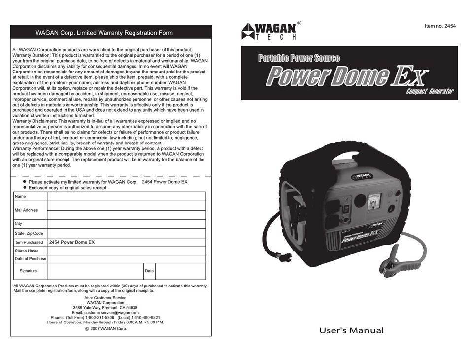 WAGAN POWER DOME EX USER MANUAL Pdf Download ManualsLib