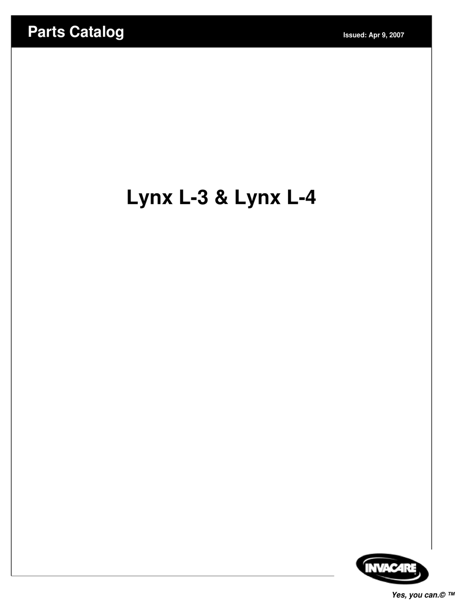 INVACARE LYNX L4 PARTS CATALOG Pdf Download ManualsLib