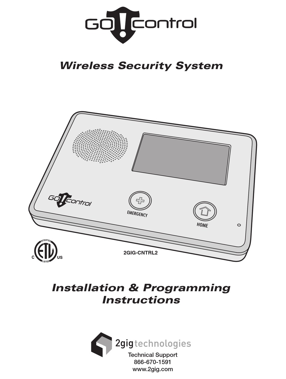 GO!CONTROL 2GIGCNTRL2 INSTALLATION & PROGRAMMING INSTRUCTIONS Pdf