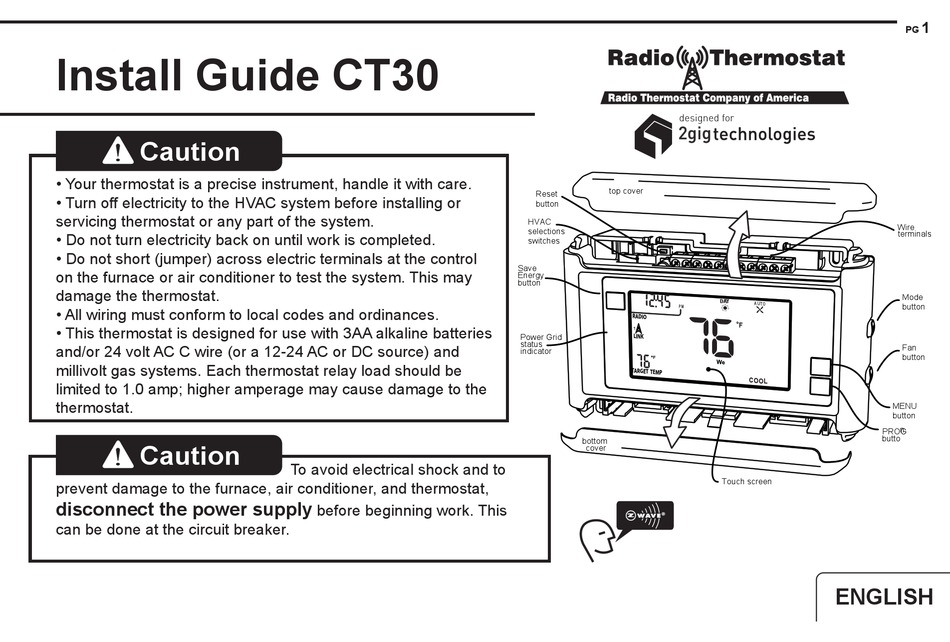 RADIO THERMOSTAT CT30 INSTALL MANUAL Pdf Download ManualsLib