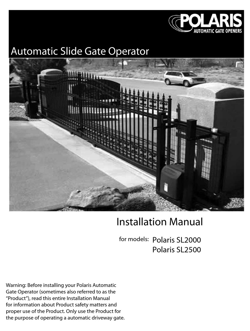 POLARIS AUTOMATIC GATE OPERATORS SL2000 INSTALLATION MANUAL Pdf