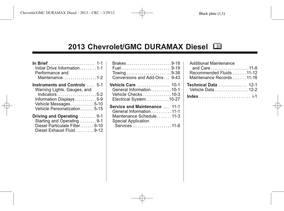 CHEVROLET/GMC 2013 DURAMAX DIESEL OWNER'S MANUAL Pdf Download ManualsLib