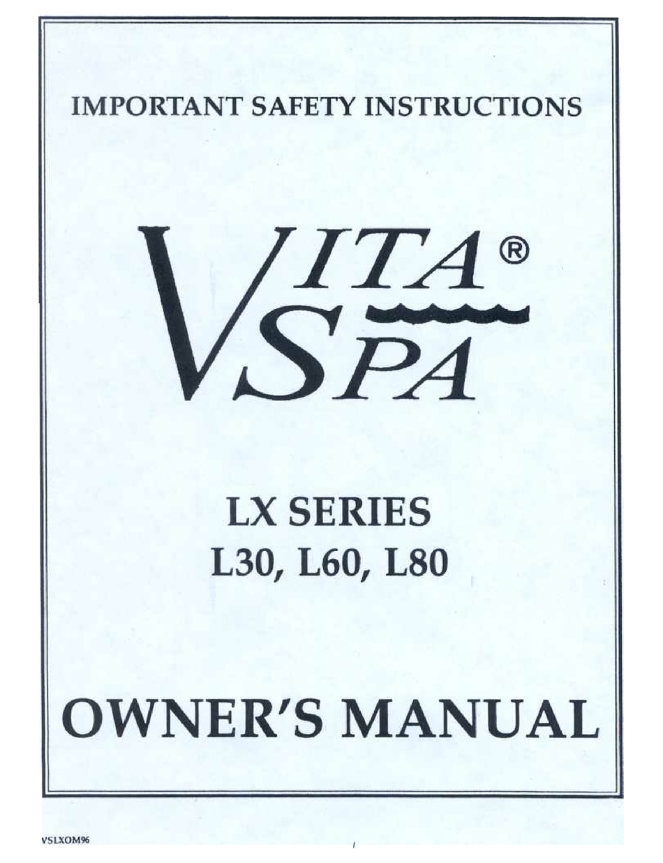 VITA SPA LX SERIES OWNER'S MANUAL Pdf Download | ManualsLib