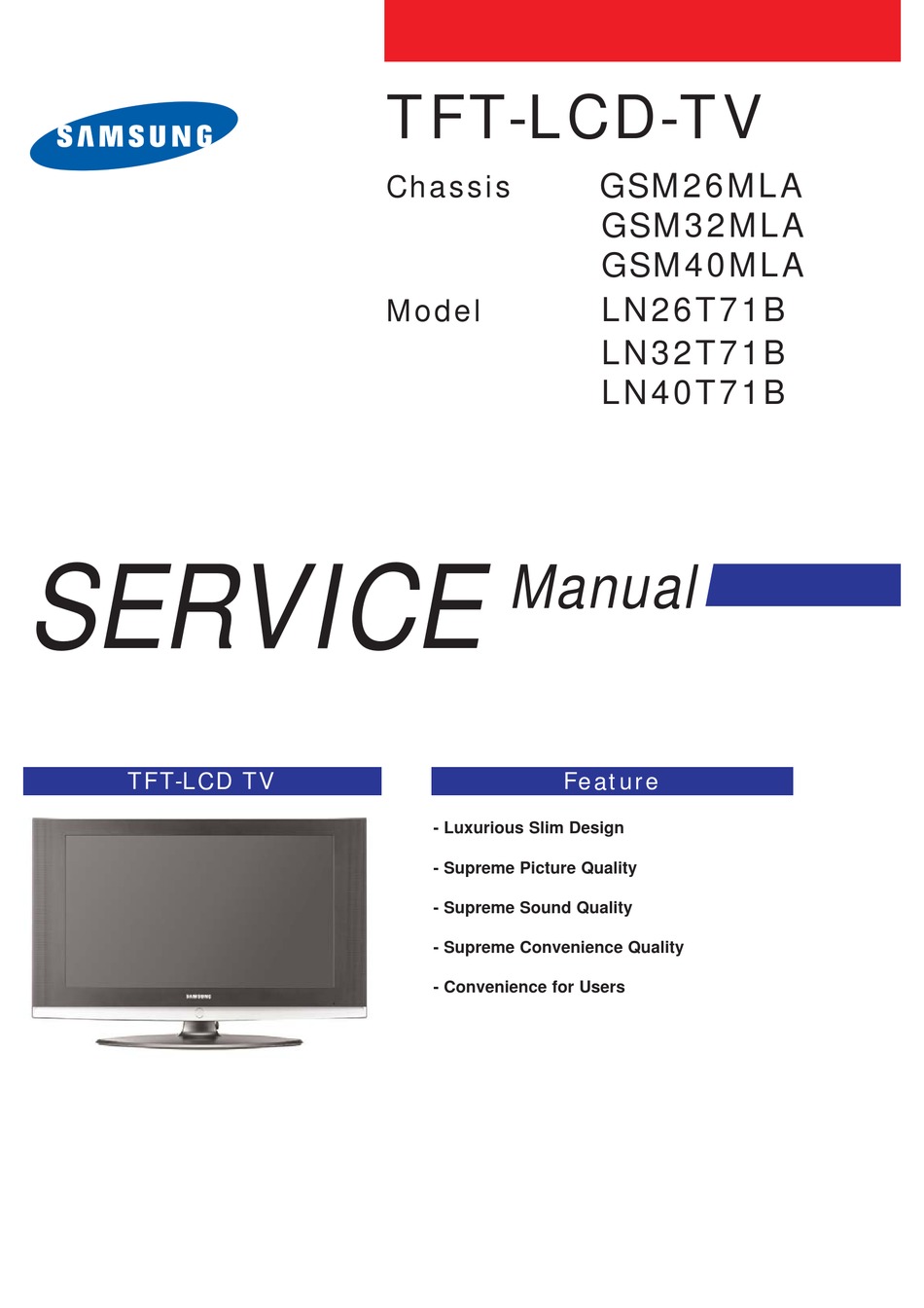 SAMSUNG LN26T71B SERVICE MANUAL Pdf Download | ManualsLib