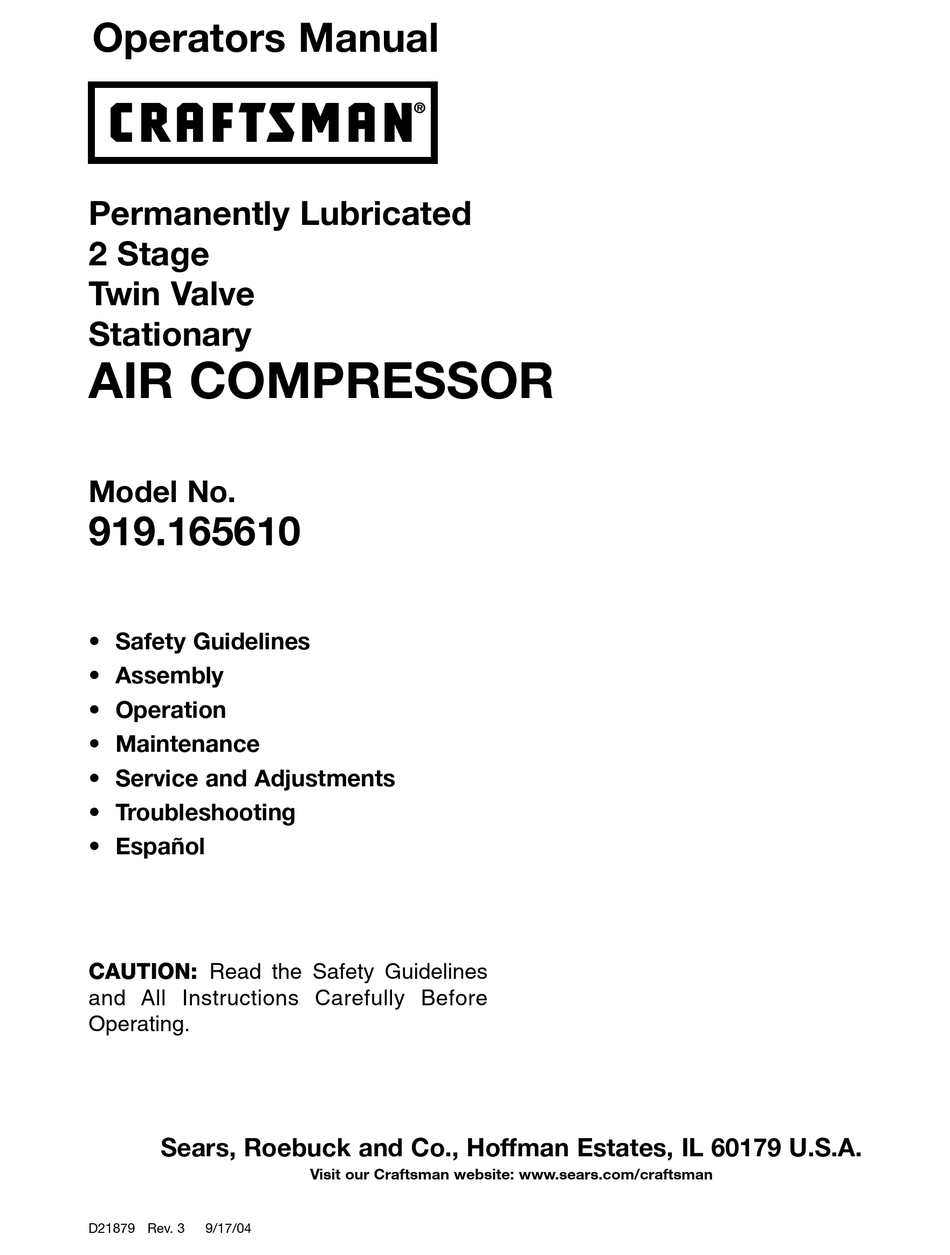 CRAFTSMAN 919.165610 OPERATOR'S MANUAL Pdf Download | ManualsLib