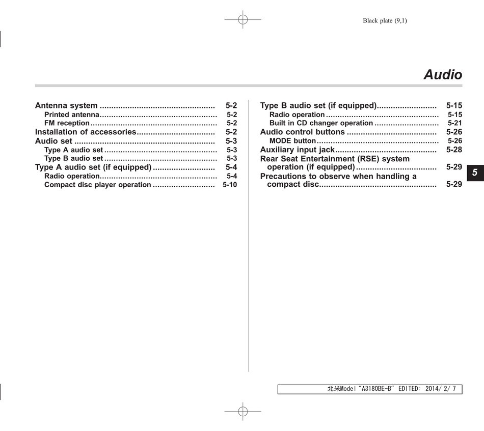 SUBARU TRIBECA 2014AUDIO/ANTENNA SYSTEM USER MANUAL Pdf Download