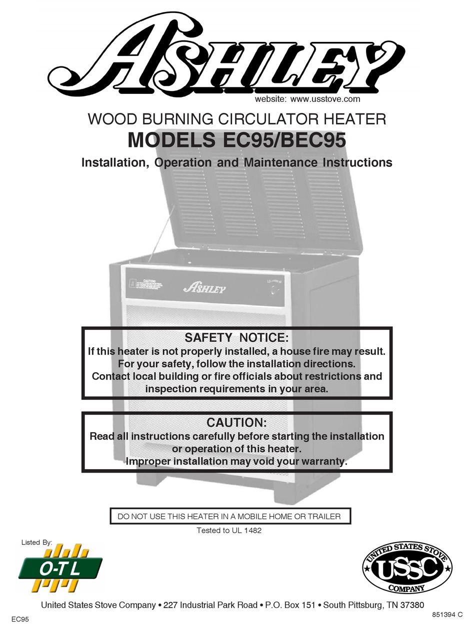 ASHLEY BEC95 INSTALLATION & OPERATION MANUAL Pdf Download | ManualsLib