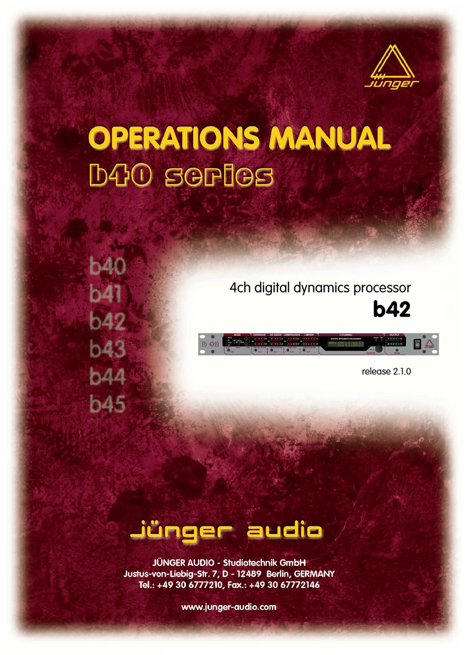 JUNGER B42 OPERATION MANUAL Pdf Download | ManualsLib