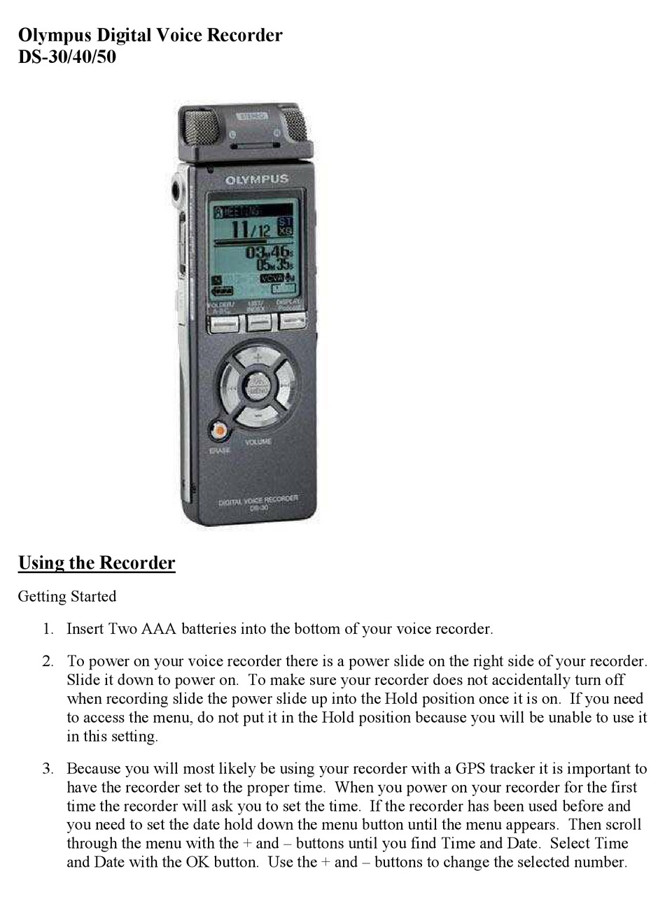 OLYMPUS DS30 GETTING STARTED Pdf Download ManualsLib