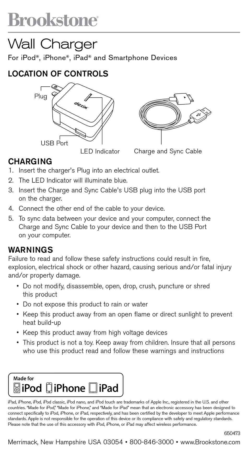 BROOKSTONE WALL CHARGER QUICK MANUAL Pdf Download ManualsLib