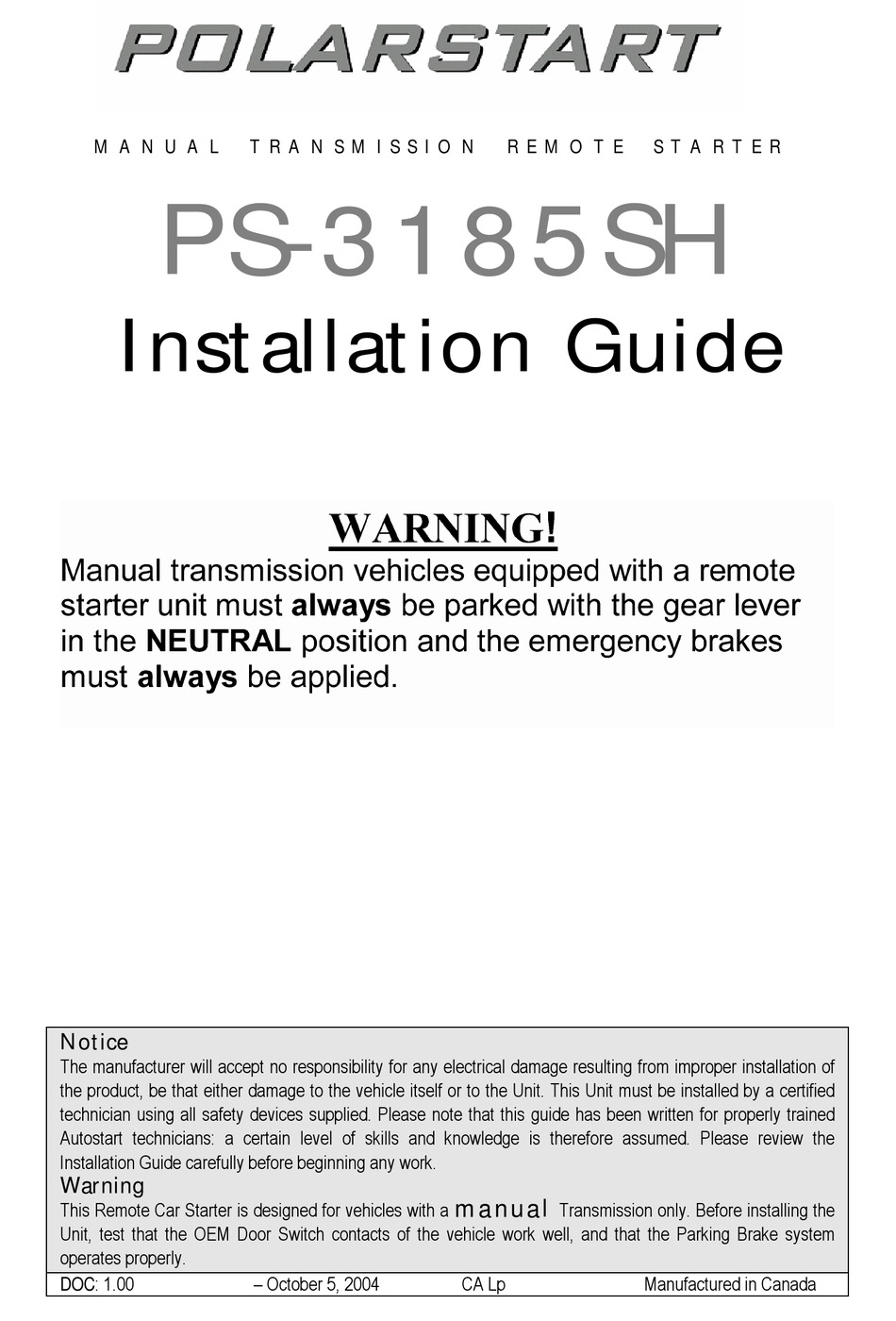 polar start remote starter