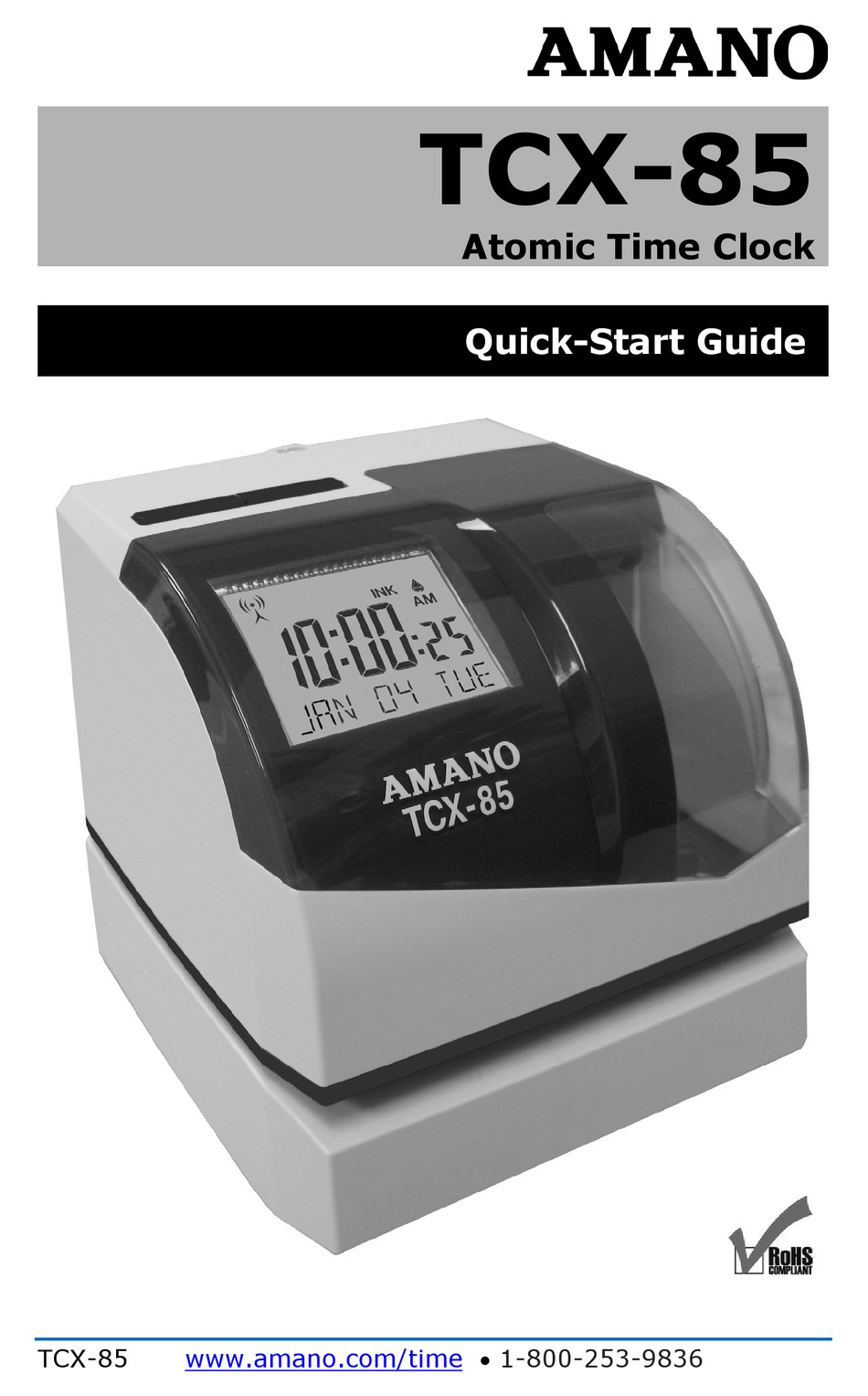 AMANO TCX85 QUICK START MANUAL Pdf Download ManualsLib