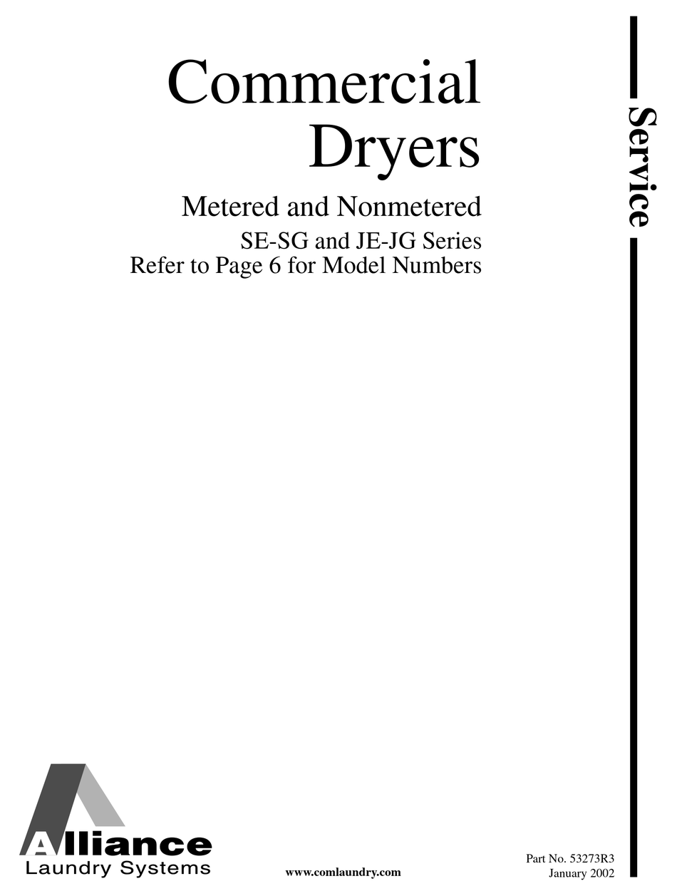 ALLIANCE LAUNDRY SYSTEMS JE2870 SERVICE MANUAL Pdf Download ManualsLib