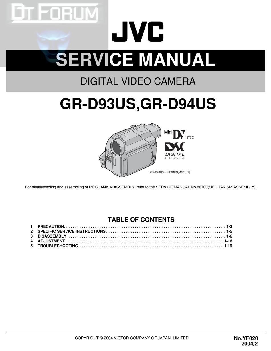 Jvc Gr D93us Service Manual Pdf Download Manualslib