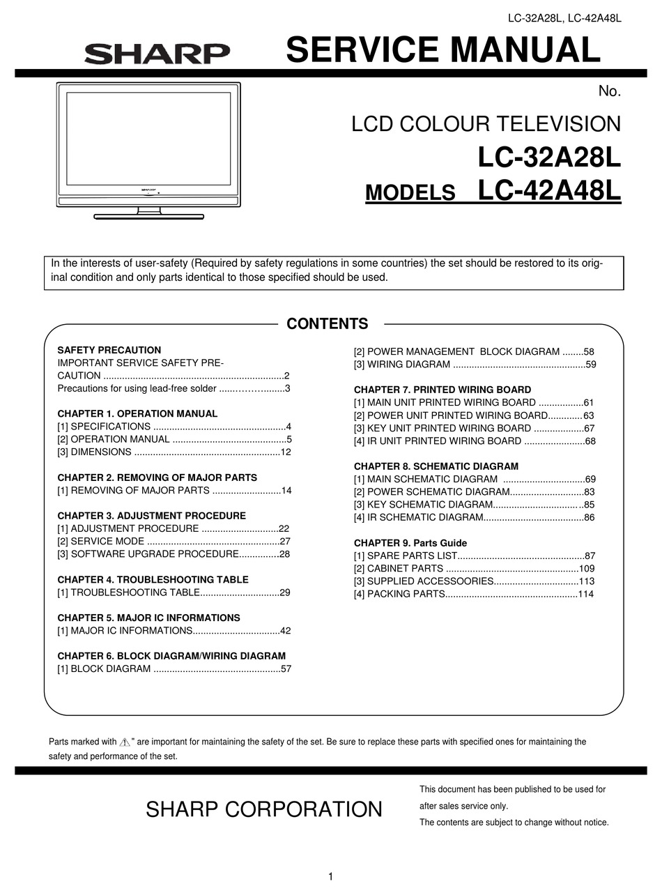 Схема sharp lc 32sh130e