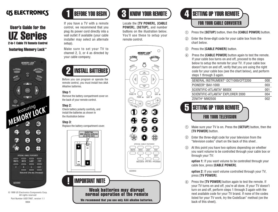 US ELECTRONICS UZ SERIES USER MANUAL Pdf Download ManualsLib