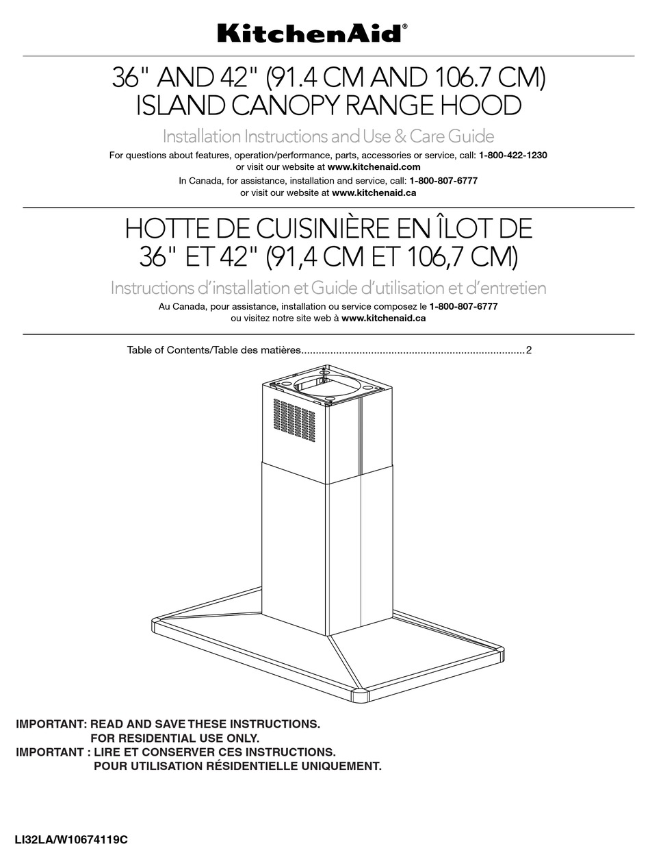 KITCHENAID KVIB606DSS INSTALLATION INSTRUCTIONS AND USE & CARE MANUAL