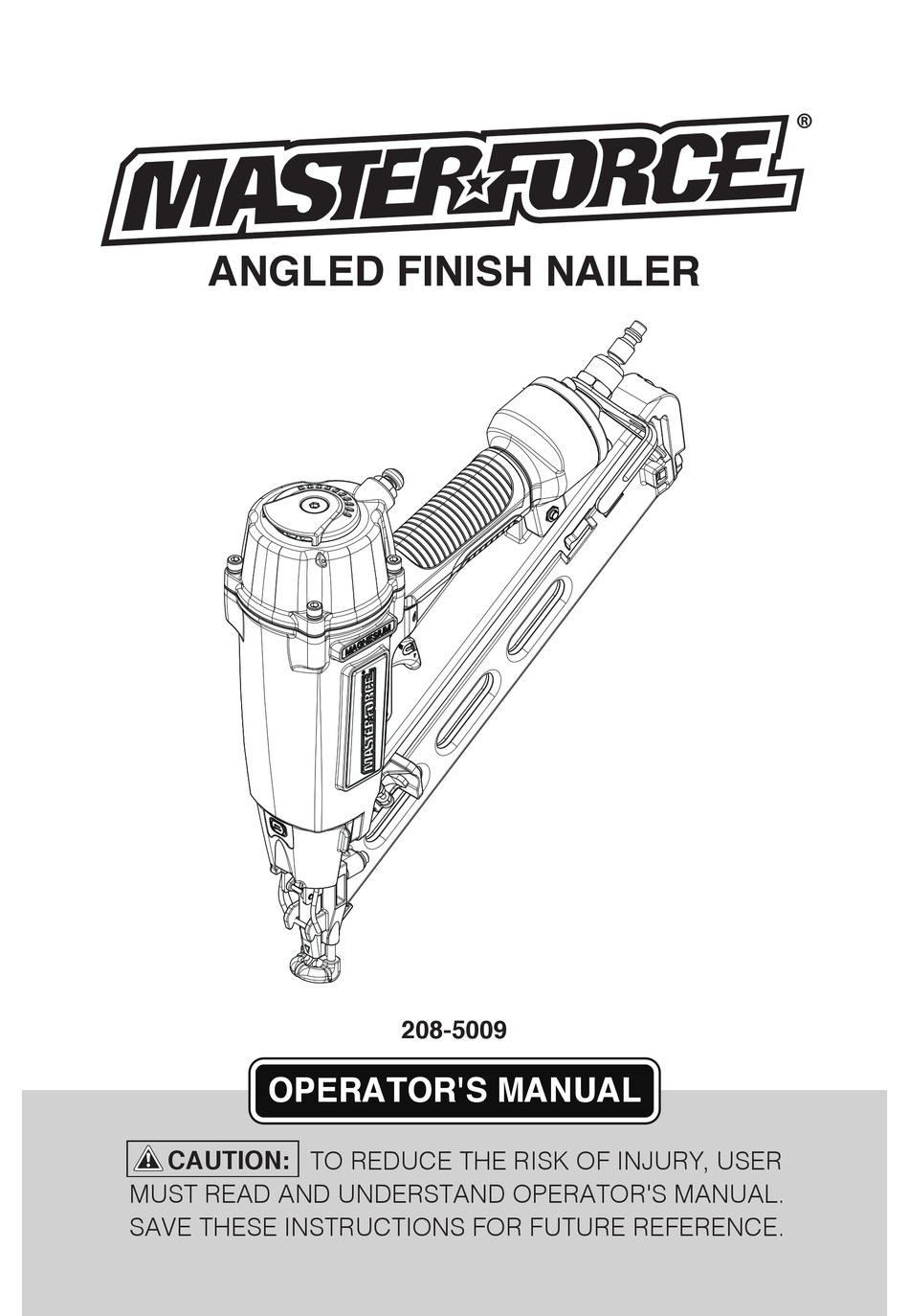 MASTERFORCE ANGLED FINISH NAILER OPERATOR'S MANUAL Pdf Download