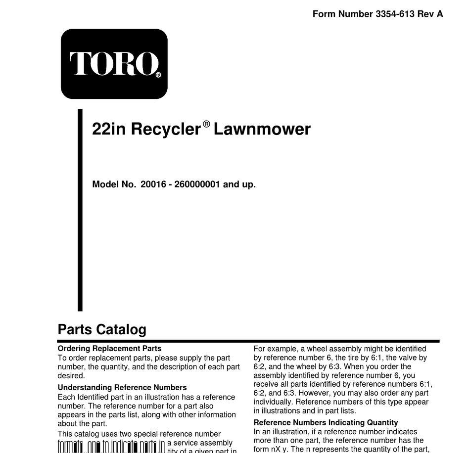 toro manuals model number