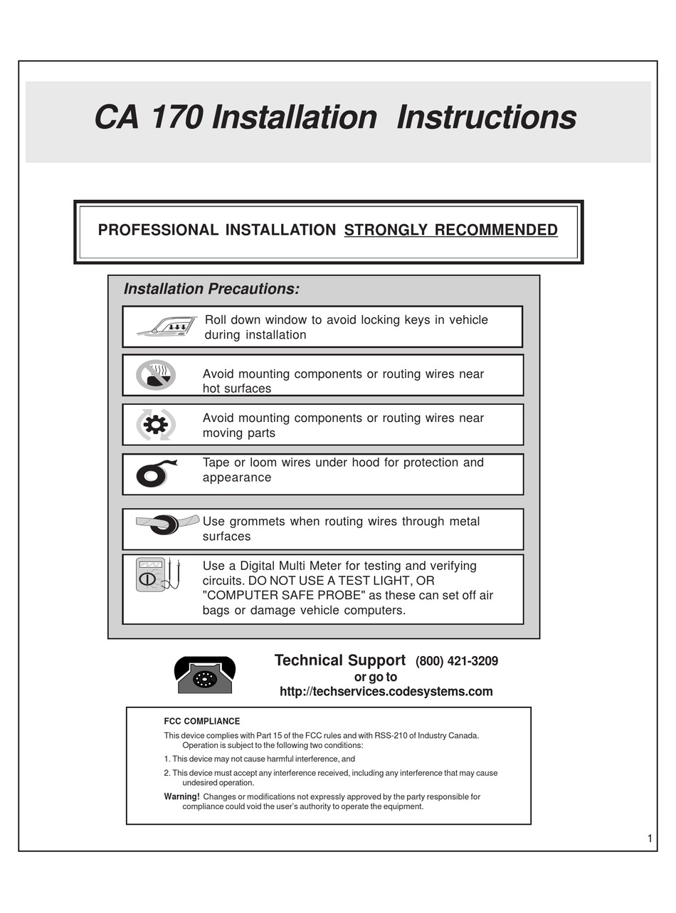 CODE ALARM CA 170 INSTALLATION INSTRUCTIONS MANUAL Pdf Download