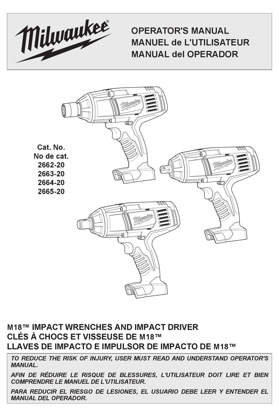 MILWAUKEE 266220 OPERATOR