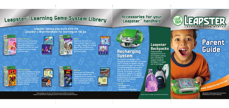 LEAPFROG LEAPSTER PARENT MANUAL & INSTRUCTIONS Pdf Download