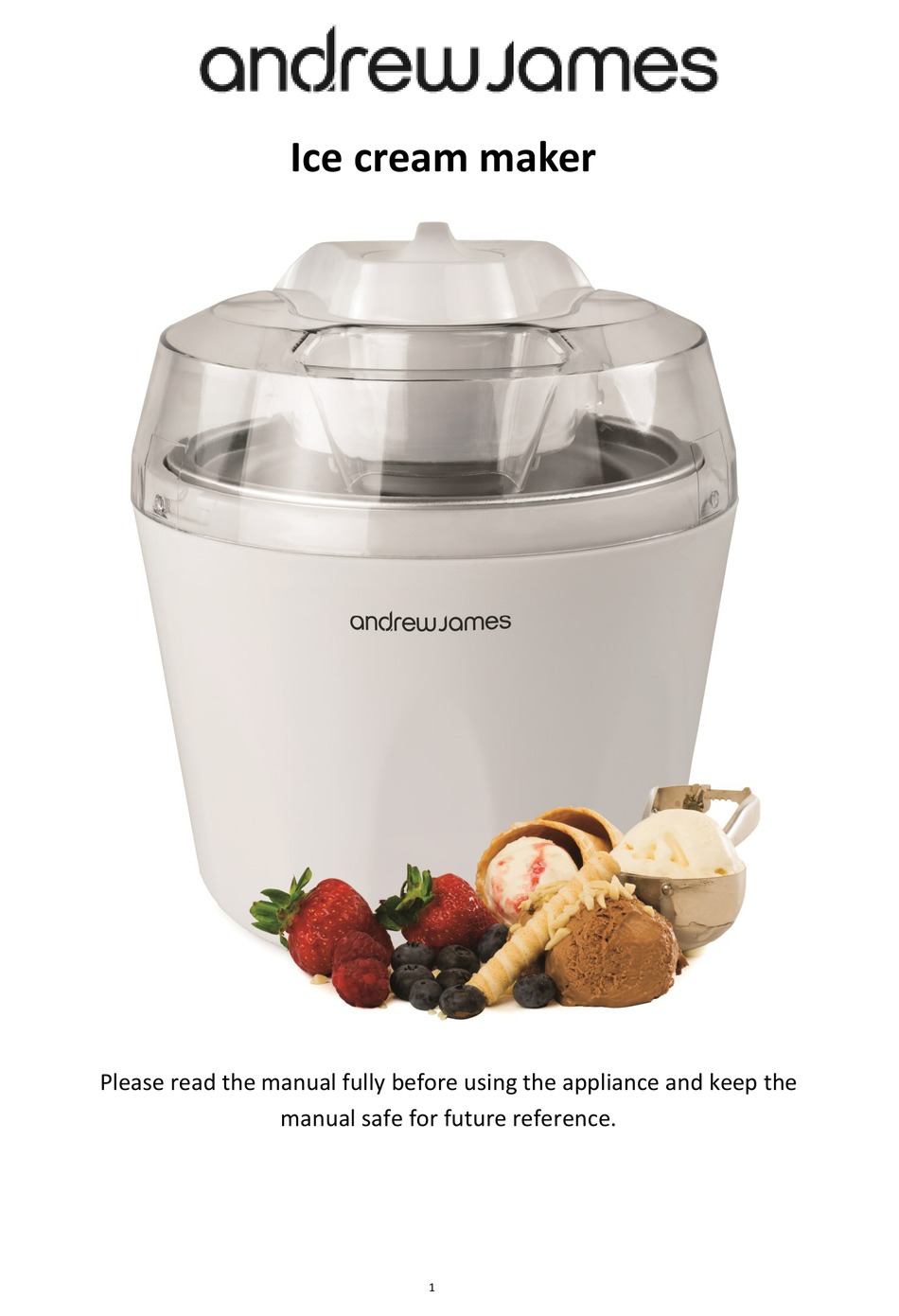 ANDREW JAMES ICE CREAM MAKER USER MANUAL Pdf Download | ManualsLib