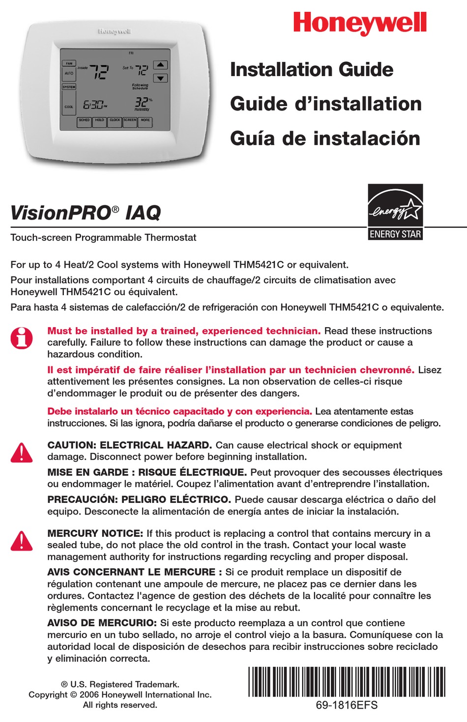 Honeywell Visionpro Iaq Installation Manual Pdf Download Manualslib 3653