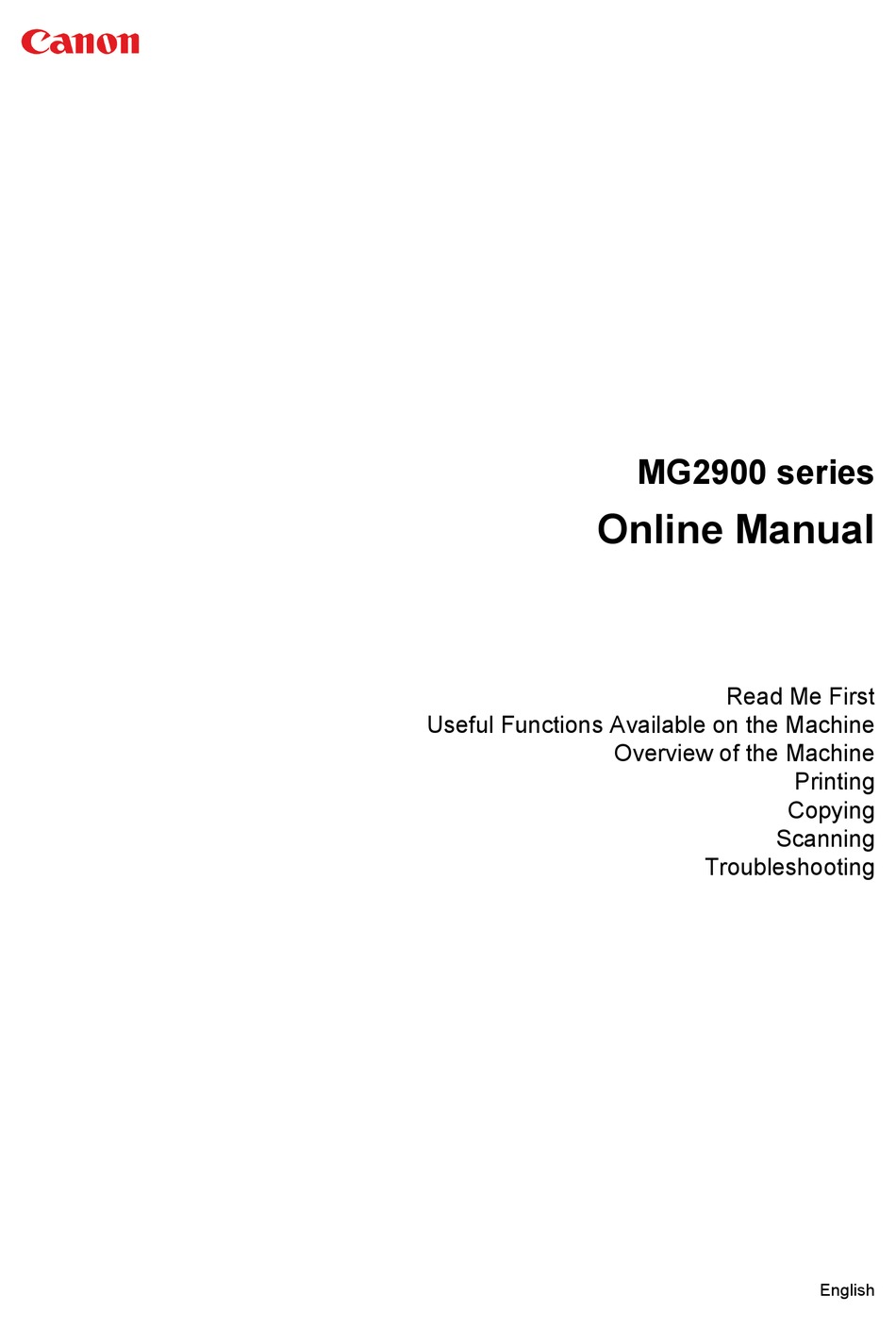 CANON MG2900 SERIES MANUAL Pdf Download | ManualsLib