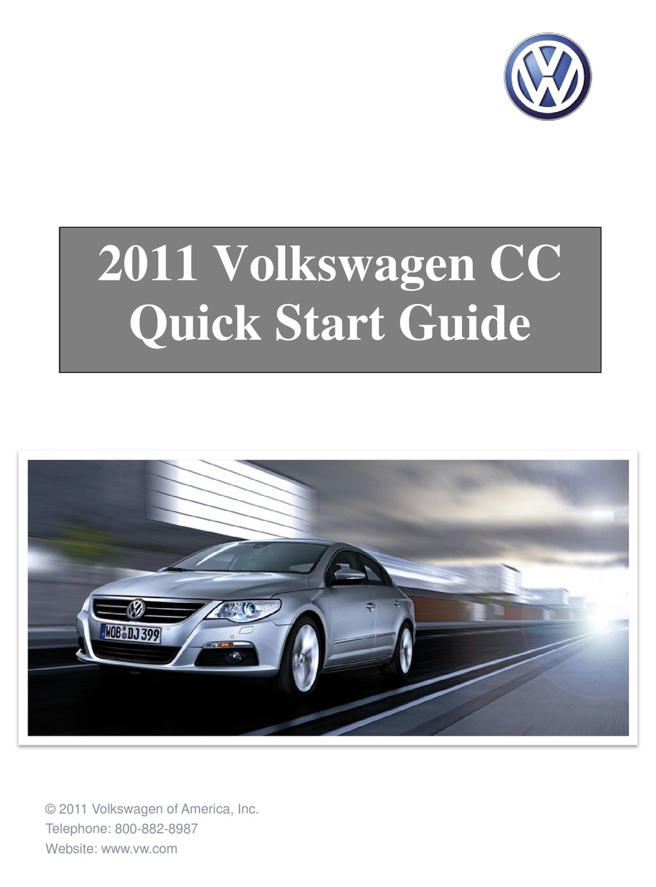 Volkswagen 2011 Cc Quick Start Manual Pdf Download Manualslib