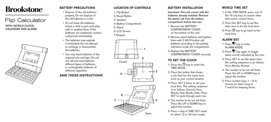 BROOKSTONE FLIP CALCULATOR USER MANUAL Pdf Download ManualsLib