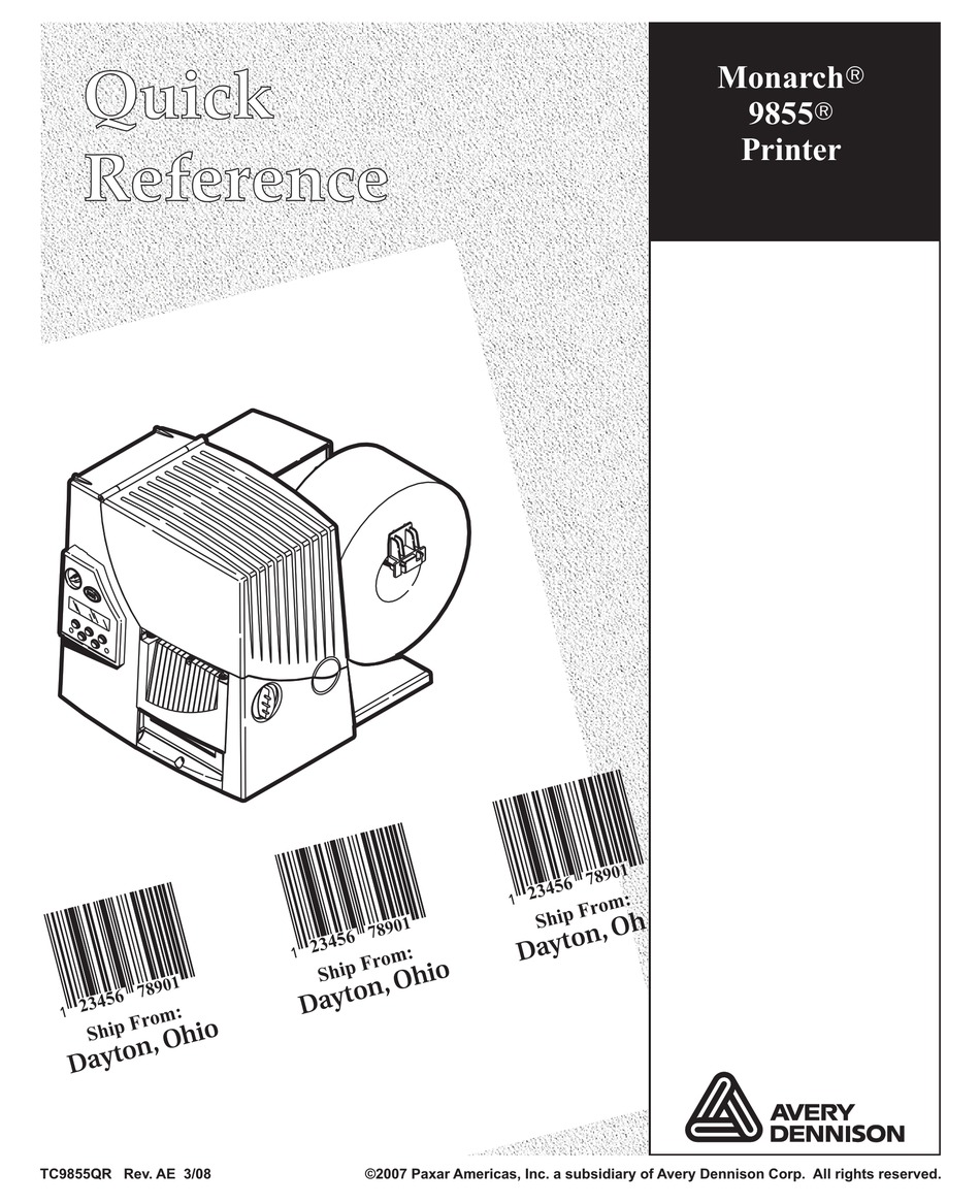 MONARCH 9855 QUICK REFERENCE Pdf Download | ManualsLib