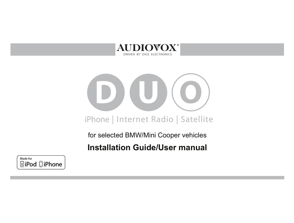 AUDIOVOX DUO INSTALLATION MANUAL & USER MANUAL Pdf Download | ManualsLib