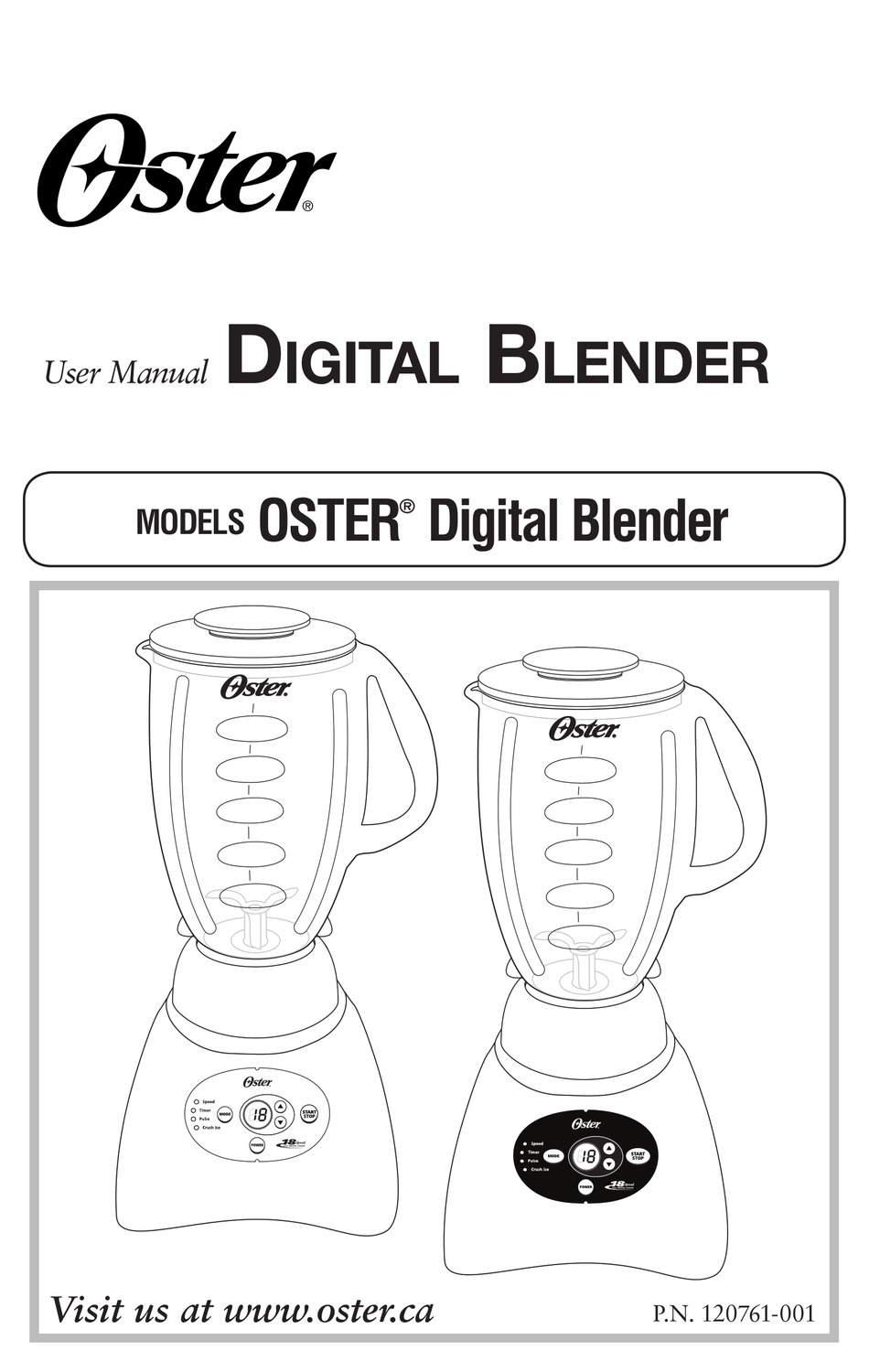 OSTER DIGITAL BLENDER USER MANUAL Pdf Download ManualsLib