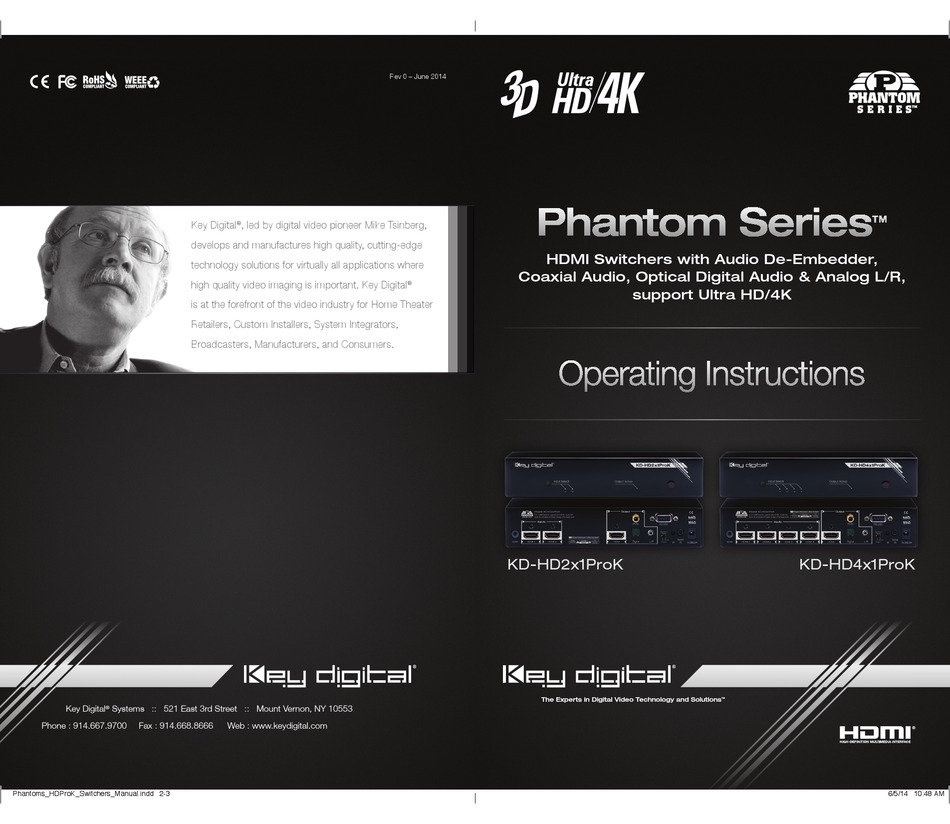 Key Digital Phantom Kd Hd X Prok Operating Instructions Manual Pdf Download Manualslib