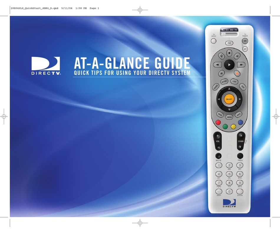 DIRECTV REMOTE CONTROL AT-A-GLANCE MANUAL Pdf Download | ManualsLib