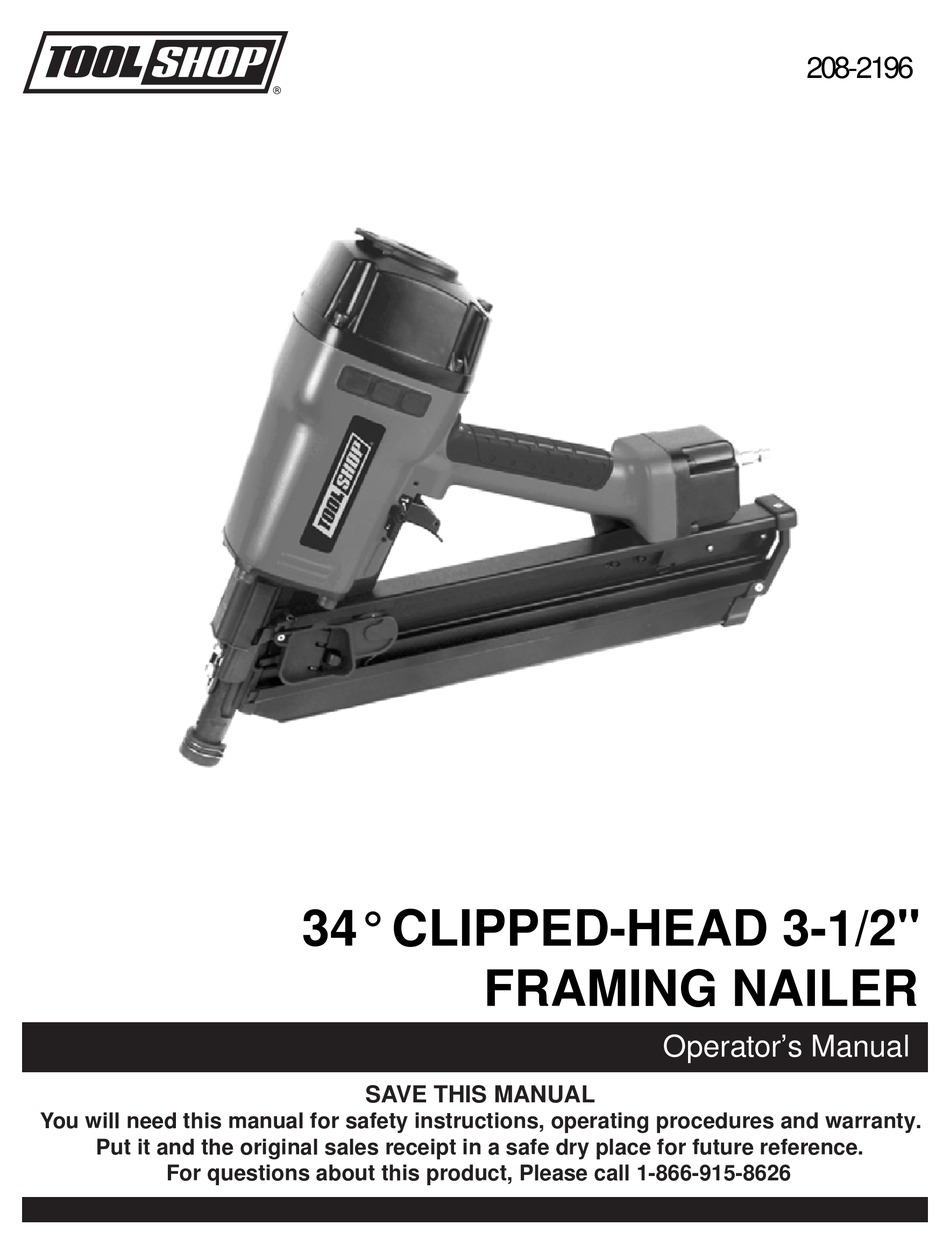 Tool Shop 208 2196 Operator S Manual Pdf Download Manualslib