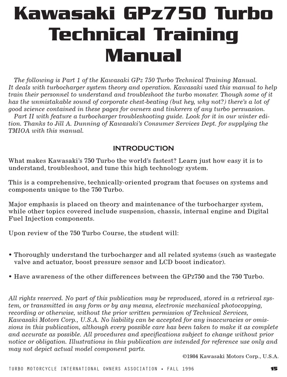 KAWASAKI TURBO TECHNICAL Pdf Download ManualsLib
