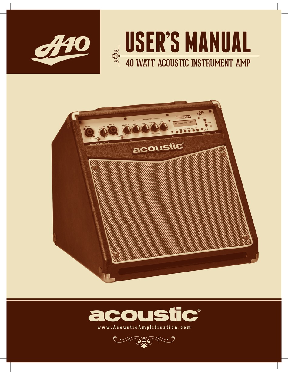 Acoustic A40 User Manual Pdf Download Manualslib