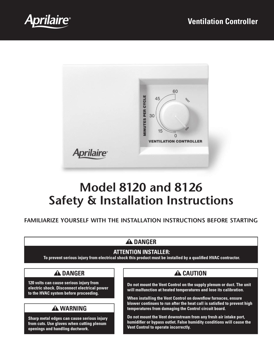 Aprilaire 8820 Installation Manual