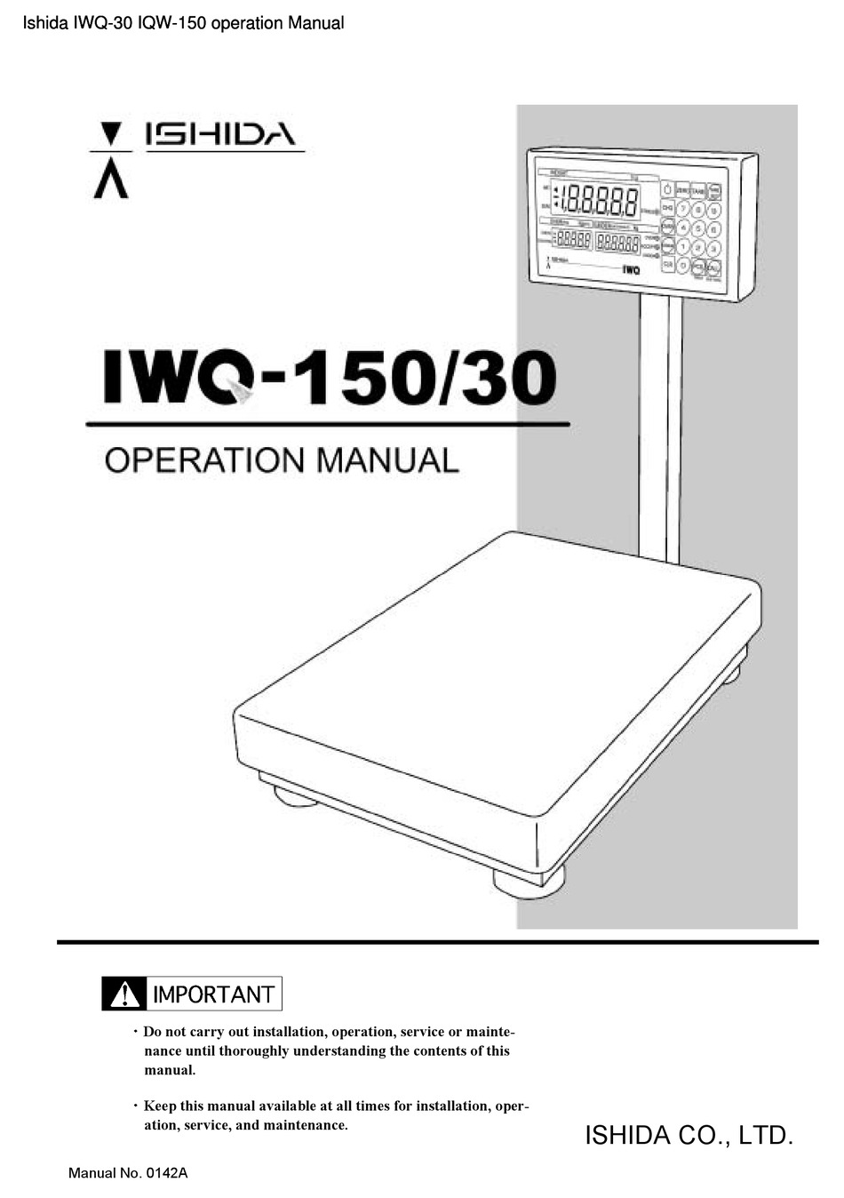 ISHIDA IWQ-150 OPERATION MANUAL Pdf Download | ManualsLib
