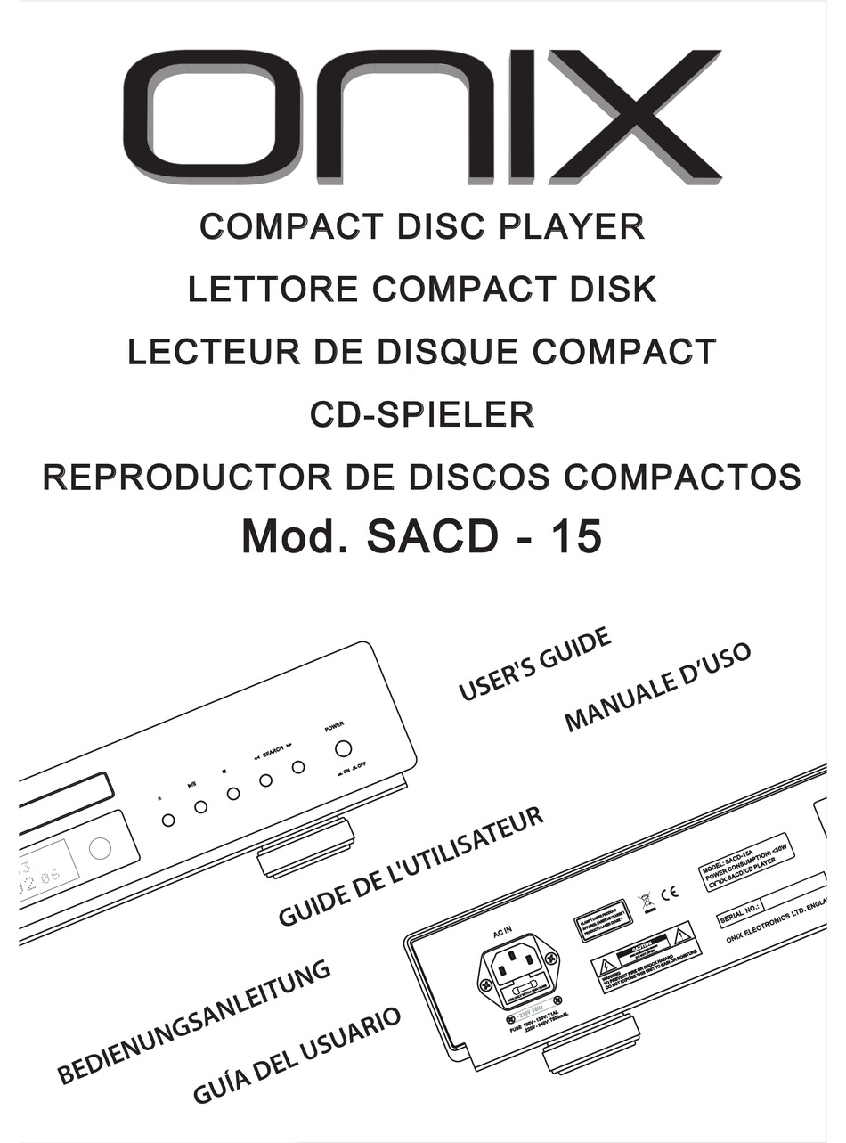 Onix Sacd 15 User Manual Pdf Download Manualslib