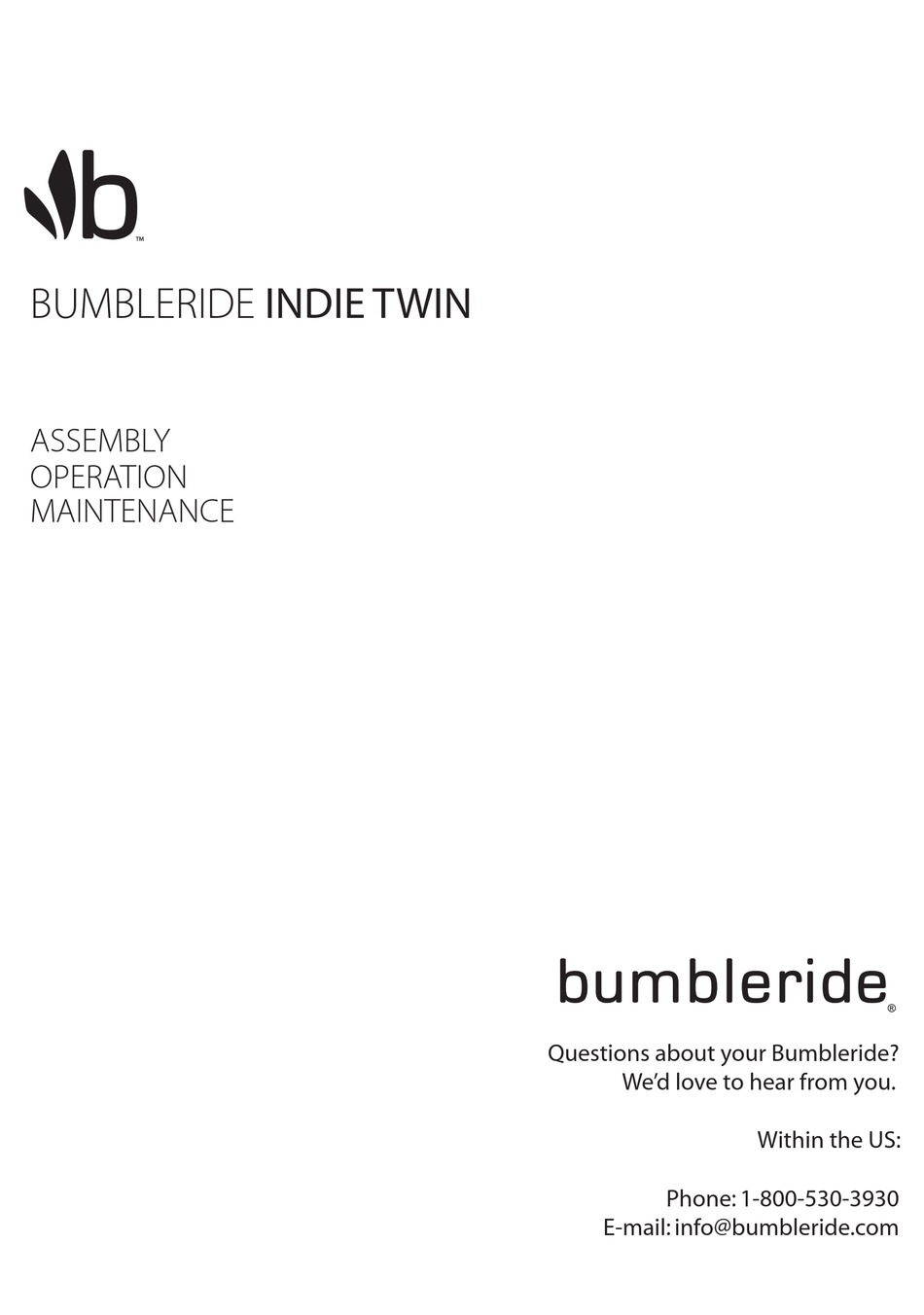 Bumbleride indie hot sale twin manual